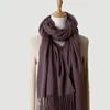 Kasjmier sjaal, herfst en winter, effen kleur, warme en dikke kwast, wollen cape met waterrimpels