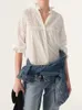 Blouses pour femmes blanc femmes chemise en coton broderie évider volants simple boutonnage femme tout-Match Blouse automne 2023