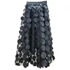 スカートQing Mo Polka Dot Women Skirt Black 2024春夏韓国ファッショントレンドパッチワークメッシュスカートストリートウェアドレスZXF1016 231207