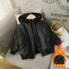 Jaquetas 1/8 anos meninos de inverno jaqueta de couro grosso algodão quente crianças casaco moda impermeável zíper com capuz crianças outerwear roupas 231207