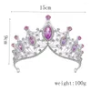 Hair Clips Bridal Purple Crown Shining Rhinestones Alloy Headwear For Girls Women Ladies