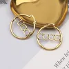 Brincos de argola de grife vintage para mulheres meninas de luxo de luxo de ouro geométrico Big Circle Ear Studs Day do dia dos namorados Vários 2024