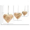 Party Supplies 1Set 3D Metal Heart-Shaped Decorative Bell Yellow Aged Brass Hanging Rope