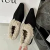 Dress Shoes ZOOKERLIN Winter Women Fur Warm Boots Platform Flip Flops Short Plush Flats Home Cotton Suede Mules Ladies Pumps