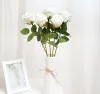 Röd ros siden konstgjorda rosor vita blommor knoppar falska blommor för hem alla hjärtans dag gåva bröllop dekoration inomhus dekoration 1207