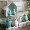 Objetos decorativos estatuetas cerâmica nórdica pássaros ornamentos azul verde branco pássaro modelo animal jardim miniaturas decoração artesanato decoração de casa 231207
