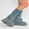 Botas de vaquero con tacón inclinado a la moda, botas de mujer con punta estrecha y diamantes de imitación de estrella completa, botas de tacón inclinado con hebilla de cinturón larga de gran tamaño 122123