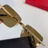 빈티지 디자이너 선글라스 여성 남성 남작의 태양 안경 프레임 레드 렌즈 림없는 직사각형 안경 금속 안티 블루 라이트 블루 팔로 혼 Eyeglas