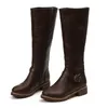 Bottes Cuissardes bottes marron femmes Vintage en cuir talon carré fermeture éclair hauteur du genou boucle botte garder au chaud bout rond chaussures britannique Style9 231206