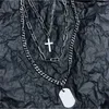 Anhänger Halsketten U-Magical Punk Persönlichkeit 3 Layered Kreuz Münze Halskette Für Frauen Legierung Unisex Verbundene Kette Mode Weibliche schmuck