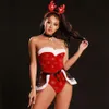 Christmas Anime Cosplay Lingerie Women Underwear Strapless Bodysuit Lace Skirt Nightgown Sexy Role Play Outfits Costume