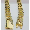 Big Guy Real 10K Gold 24mm bredd Monaco Hollow Sparkling Miami Cuban Link Chain Cnob