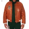 Alligator Grain Orange Bomber Leather Jacket USA Size Avirex Casual Athletic Thick Sheepskin Flight Suit Cool Iffcoat