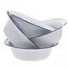 Dinnerware Sets 4 Pcs Baking Trays For Oven Enamel Bowl Home Soup Cereal Basin Enamelware Simple White Creative