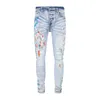 ontwerper amirssNieuwe blauwe jeans voor heren met verfgespikkelde mode-jeans