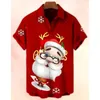 Chemises décontractées pour hommes Année cadeau Noël drôle graphique bonhomme de neige chemise pour hommes père Noël à manches courtes hauts 3D imprimé décontracté plage vêtements surdimensionnés 231207