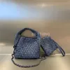 Jodie Denim Venetasbottegass 2023 Knitted Canvas Tote Bag Women's Bag Trendy Style Bag Underarm Shoulder Bag Fold