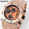 Montre Audemar Pigue pour homme Aebby 42 mm 26470OR A4404 Chronographe automatique pour homme Or rose Champagne Noir Cadran texturé Bracelet en acier inoxydable Super Edition Rel