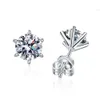 Boucles d'oreilles en diamant Moissanite, en argent S925, à 6 griffes, en or blanc, 0,3 ct/0,5 ct, 1,0 ct, 2,0 ct