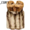 Men's Vests Fashion Winter Men Males Fur Vest Hoodie Hooded Thick Fur Warm Waistcoats Sleeveless Coat Outerwear Jackets Plus Size S-3XL 231207