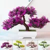 Dekorativa blommor kransar konstgjorda växter bonsai liten trädkanna falska växt krukta ornament för hemfestival bröllop dekoration tillbehör 231207