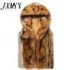 Men's Vests Fashion Winter Men Males Fur Vest Hoodie Hooded Thick Fur Warm Waistcoats Sleeveless Coat Outerwear Jackets Plus Size S-3XL 231207