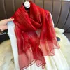 Scarves Women Elegant Korean Silk Blended Scarf Women's Fashion Gold And Silver Long Shawl Decorative Warm