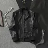 Herren Lederjacke Plus Size Schwarz Herren Stehkragen Mäntel Leder Bikerjacken Motorrad Lederjacke