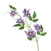 Decorative Flowers Long-lasting Artificial Realistic 5-head Clematis Fake Flower Easy-care Simulation For Wedding Home Decor Decoration