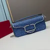 Sequin Crossbody Bags Crystal Shoulder Bags Women Handbag Purse Cowhide Leather Removable Strap Magnetic Buckle Fashion Letters Cluth Armpit Bag Wallet