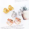 Boucles d'oreilles Stud Europe America Designer Luxury Femme Lady Micro Inralissée Full Zircon Green Leopard Gold Color Clip d'oreille