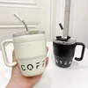 Thermos Tazza da caffè con coperchio in cannuccia Thermos in acciaio inossidabile per bevande fredde Acqua Tè Latte Ufficio Esterno Bottiglia portatile da 480 ml 231207