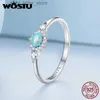 Solitaire Ring WOSTU 925 Sterling Silver Multi Stone Flower Wedding Rings For Women Shiny Blue Opal White Zircon Band Ring Party Jewelry Gift YQ231207