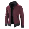 Vestes pour hommes Hommes Polaire Cardigan Pull Hiver Chaud Slim Fit Épais À Capuchon Tricoté Sweatercoat Mode Causal Mâle Ropa Hombre 3XL