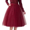 Saias mulheres saia elástica cintura 3 camadas malha longa tule primavera outono elegante vintage vestido de bola alta gaze tutu