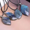 Pendant Necklaces 12pcs High Quality Natural Crystal Moonstone Labradorite Stone All Pendants Necklace Pendulo Radiesthesia