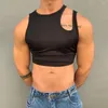 Männer Tank Tops Elastische Dünne Ärmel Crop Männer Sexy Hohl Sommer Mode Straße Unregelmäßigen O Neck Leibchen Nachtclub Stricken westen