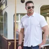 Camicie eleganti da uomo High-end di grandi dimensioni per uomo Grasso Estate Blusas Manica corta Camisa Masculina Business Elastico Solido Camicette Abbigliamento Top