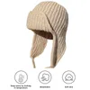 Boinas Sombrero de lana suave Gorro de punto con orejeras para mujer con estilo Gorro de moda para clima frío a prueba de viento súper grueso para invierno