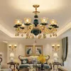 European Luminaire Champagne Color Crystal Chandelier Living Room Luxurious Atmospheric Restaurant Pendant Lamps Bedroom Lighting