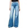 Women's Jeans Mid Waist Flared Jean Elegant Denim Pants Ladies Comfortable Casual Wide Leg Trousers Trend Streetwear Washable 231206