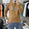 Men's Hoodie Teddy Bear Diamonds Round Neck Pullover Long Sleeved T-shirt Base Shirt Winter Fashion Clothes Cotton High quality Out Wear