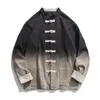 Vestes pour hommes vêtements chinois manteau de fumée col montant disque boucle avant robe rétro Tang veste antique printemps automne mâle