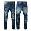 Diseñador de alta moda Jeans para hombre Hombres rotos Hip Hop 2023 Street Brand Ciclismo Motocicleta Amirs Bordado Close-fitting Slim Lápiz 870