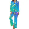 Dames nachtkleding Groen Ballon Dierenpyjama Vrouwelijk Plezier Hond Romantisch Lente Lange mouw 2-delig Informeel V-hals Design Pyjamasets