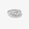 Klusterringar dplaopa 925 Sterling Silver Pave Zircon CZ Croissant Dome Ring 2023 Bröllopsskruv fin smycken mode runda juveler