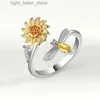 Solitaire Ring S'STEEL 925 Sterling Silver Sunflower Rotating Rings For Women Diamond Anxiety Fidget Adjustable Ring Luxury Designer Jewelry YQ231207