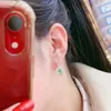 Orecchini a bottone Squisito ed elegante orecchino di smeraldo verde da donna Gioielli in argento Vera gemma naturale 925 Regalo di compleanno per ragazza