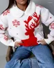 Women's Sweaters Autumn And Winter Fashion Sweater Christmas Reindeer Snowflake Pattern Colorblock Knit Long Sleeved Pullover Top