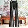 Jeans da donna a vita alta vintage sfumato moda nero svasato 2023 autunno orlo elasticizzato pantaloni streetwear con fondo a campana